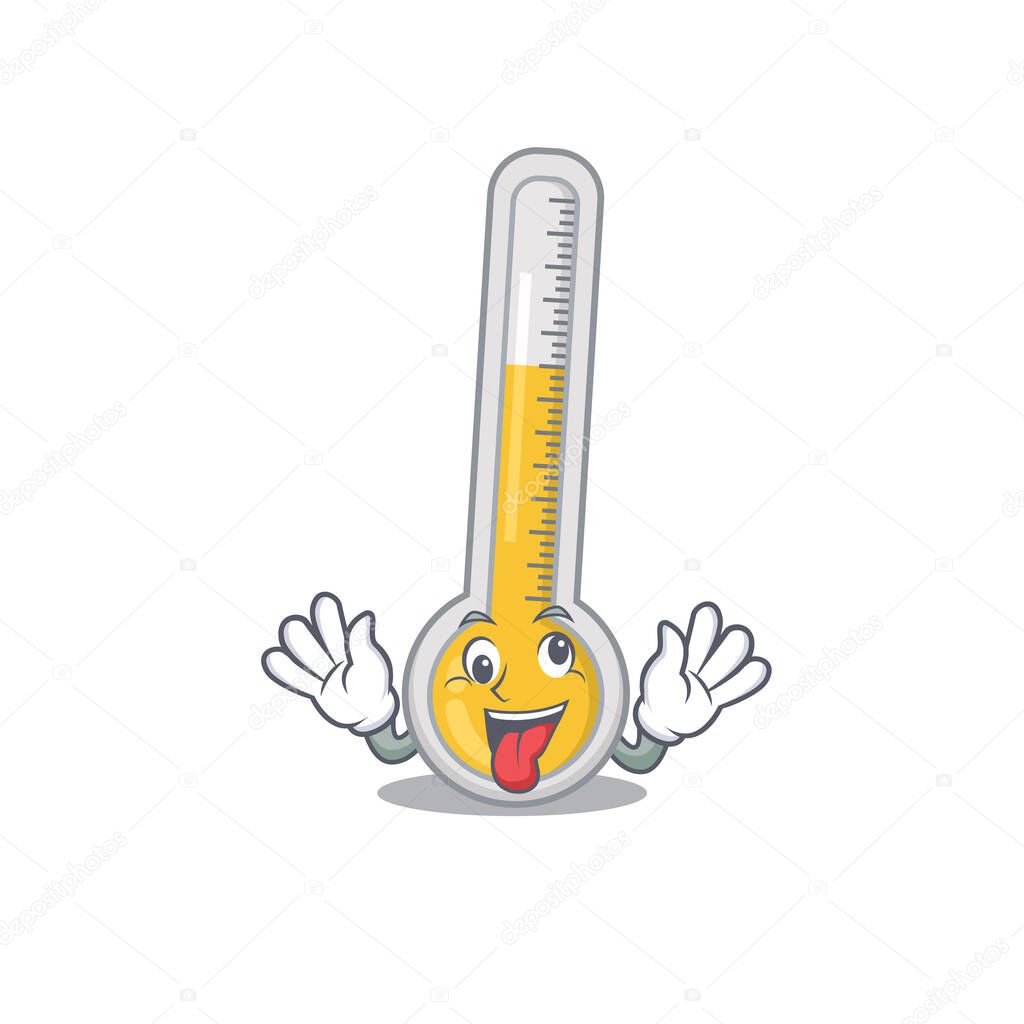 A cartoon design of warm thermometer having a crazy face. Vector illustration