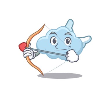 Mavi bulut, ok ve kanatlı çizgi film karakteri. Vektör illüstrasyonu