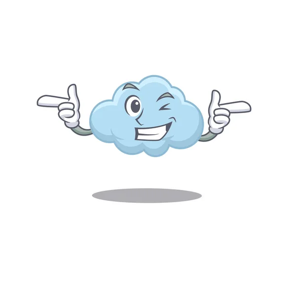 Diseño Dibujos Animados Concepto Nube Azul Con Ojo Guiño Divertido — Vector de stock