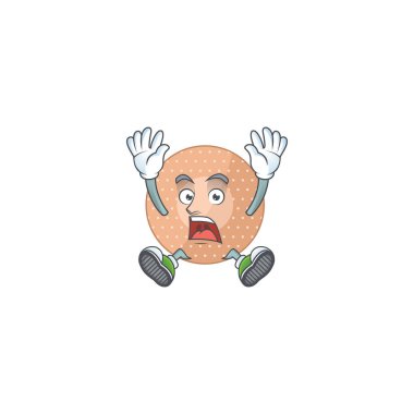 Yuvarlak bandaj çizgi film karakteri tasarımı şok edici bir jest gösteriyor. Vektör illüstrasyonu