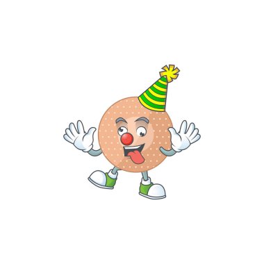 Komik palyaço sargı bezi çizgi film karakteri maskot stili. Vektör illüstrasyonu