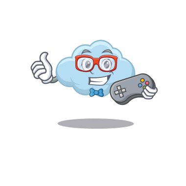 Maskot tasarımı mavi bulut oynatıcısı denetleyici kullanıyor