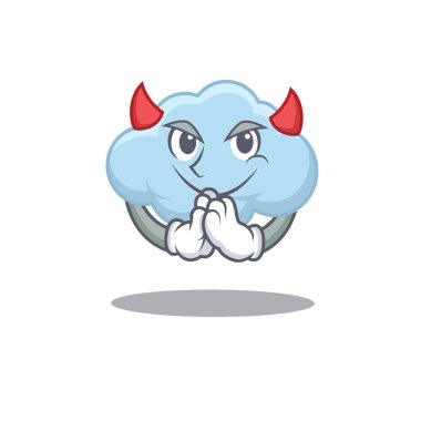 Şeytan çizgi film karakteri gibi giyinmiş mavi bulut.