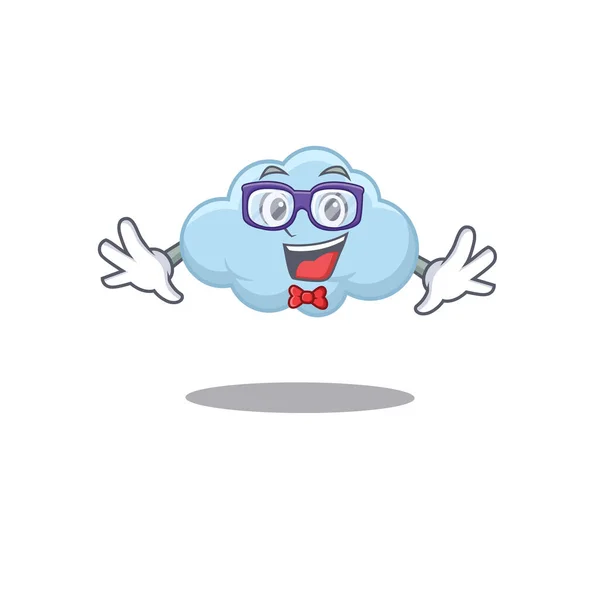 Mascot Design Style Geek Blue Cloud Glasses Vector Illustration — Stock Vector