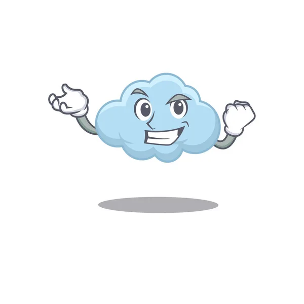 Сліпуча концепція дизайну талісмана блакитної хмари з щасливим обличчям — стоковий вектор