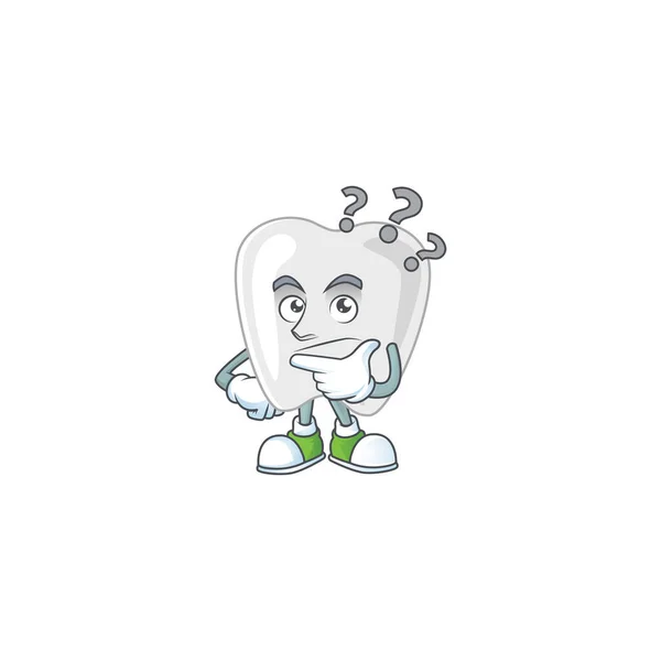 Teeth Mascot Design Concept Having Confuse Gesture Vector Illustration — Stock Vector