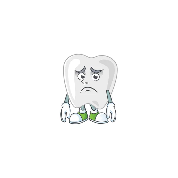 Endişeli Yüzlü Dişlerin Karikatür Resmi Vektör Illüstrasyonu — Stok Vektör