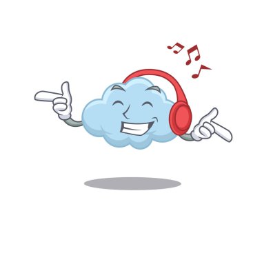 Mavi Bulut tasarım konsepti müzik dinliyor. Vektör illüstrasyonu