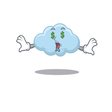 Zengin çizgi film karakteri dizaynı para gözlü mavi bulut