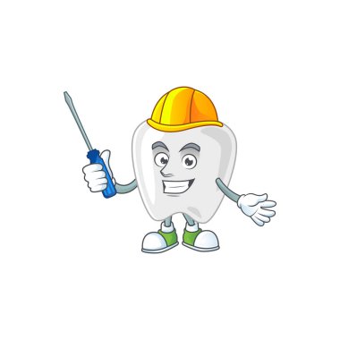 Maskot tasarımı şeklinde sunulan akıllı otomobil dişleri. Vektör illüstrasyonu