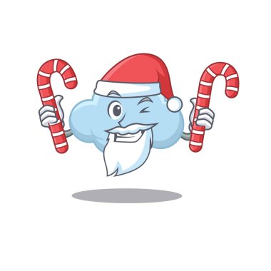 Noel karikatüründeki dost canlısı mavi bulut Noel şekeri saklıyor