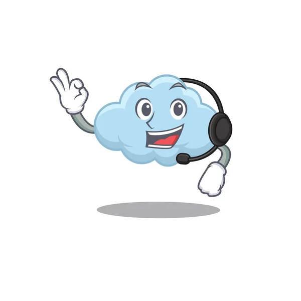 A gorgeous blue cloud mascot character concept wearing headphone — Stock Vector