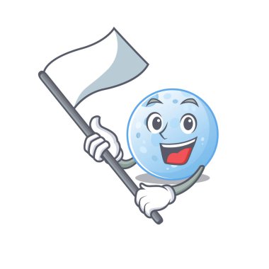 Bayrağı olan milliyetçi mavi ay maskotu tasarımı.