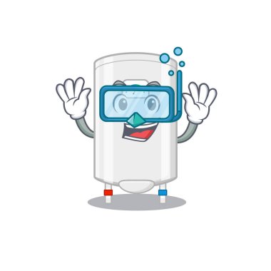 Gaz suyu ısıtıcısı maskotu tasarımı konsepti dalış gözlüğü takıyor