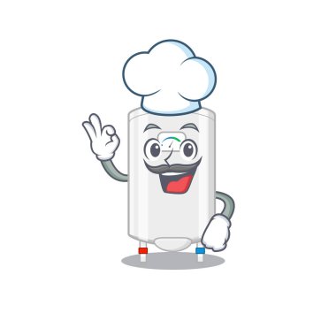 Gas water heater chef cartoon design style wearing white hat clipart