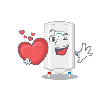 Tatlı bir gazlı su ısıtıcısı, kalbi olan bir çizgi film karakteri.