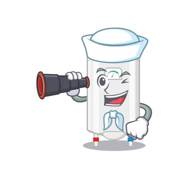 Gazlı su ısıtıcısı dürbünlü bir çizgi film ikonu.