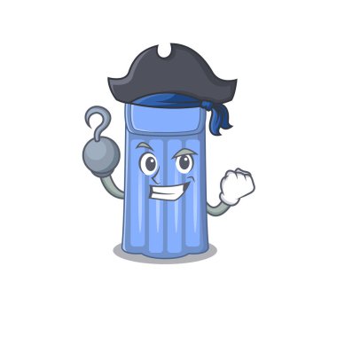 Su yatağı çizgi film tasarımı stili. Kanca elli ve şapkalı bir korsan.