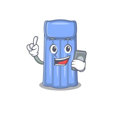 Su yatağı çizgi film karakteri telefonda konuşuyor.