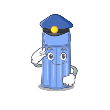 Polis maskot tasarımı, su yatağı şapkası takıyor.