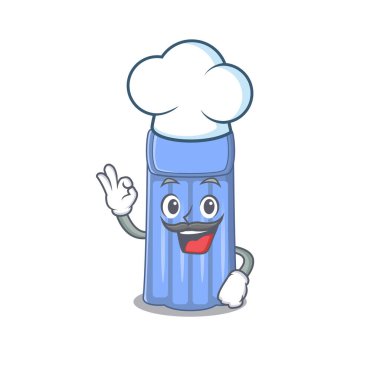 Su yatağı şefi çizgi film tasarımı tarzı beyaz şapka takıyor.