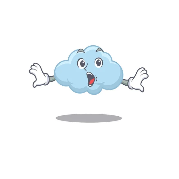 Cartoon design style of blue cloud has a surprised gesture — Stock Vector