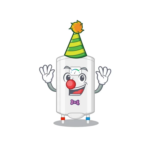 Kreslený charakter design koncepce roztomilé klaun plyn ohřívač vody — Stockový vektor