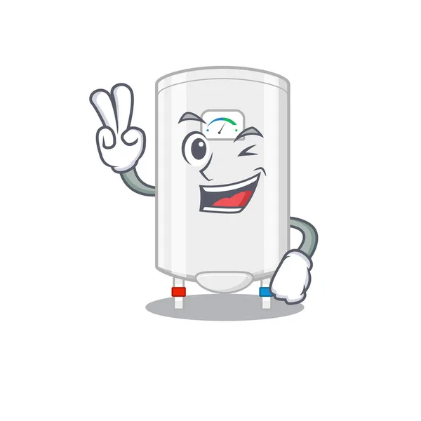 Happy Gas Warmwasserbereiter Cartoon-Design-Konzept mit zwei Fingern — Stockvektor