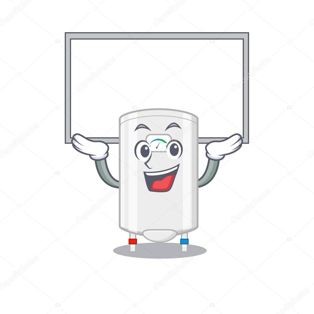 Mascot design of gas water heater lift up a board