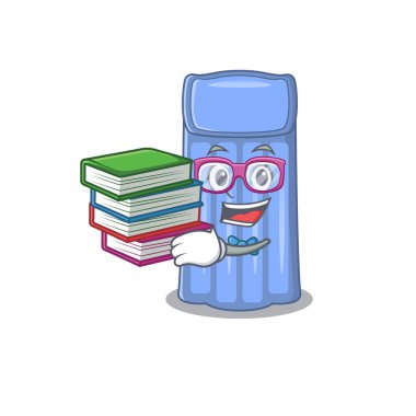 Su yatağı maskotu tasarım konsepti ve kitaplarla uğraşan çalışkan bir öğrenci.