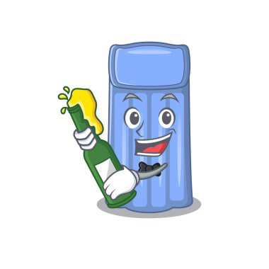 Su yatağının maskot tasarımı bir şişe birayla şerefe diyor.