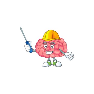 Maskot tasarımıyla sunulan akıllı otomotiv beyni. Vektör illüstrasyonu