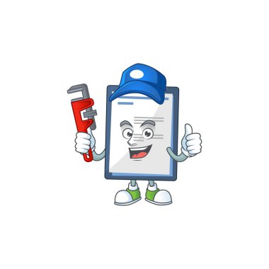 Maskot tasarım konsepti tıbbi not işi akıllı tesisatçı işi. Vektör illüstrasyonu