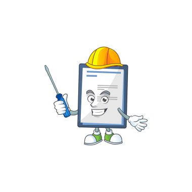 Maskot tasarımı şeklinde sunulan akıllı otomotiv tıbbi notları. Vektör illüstrasyonu