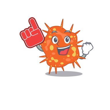 Burkholderia Mallei çizgi film karakteri tasarımında köpük parmaklı sundu. Vektör illüstrasyonu