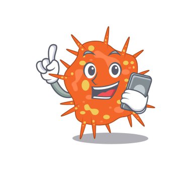 Burkholderia Mallei çizgi film karakteri telefonda konuşuyor.