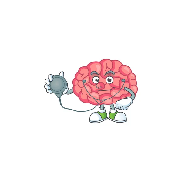 Personaje Dibujos Animados Dedicado Doctor Cerebro Con Estetoscopio Ilustración Vectorial — Vector de stock