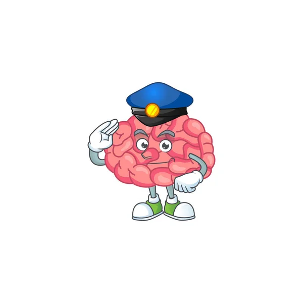 Officier Police Dévoué Style Mascotte Cerveau Illustration Vectorielle — Image vectorielle