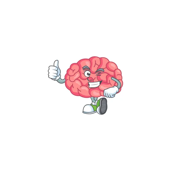 Mascot Design Style Brain Showing Thumbs Finger Vector Illustration — Stock Vector