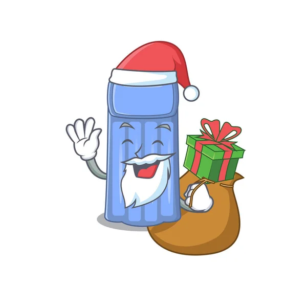 Cartoon-Design von Wassermatratze Santa mit Weihnachtsgeschenk — Stockvektor