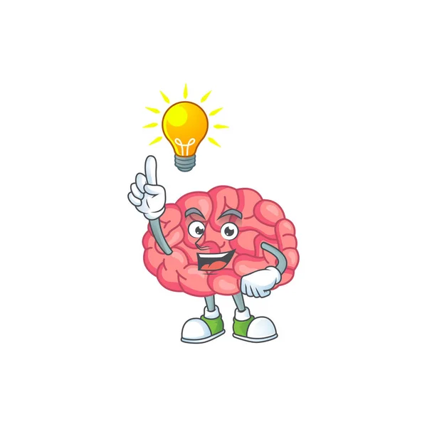 Genius Brain Mascot Character Design Have Idea Vector Illustration — Stock Vector