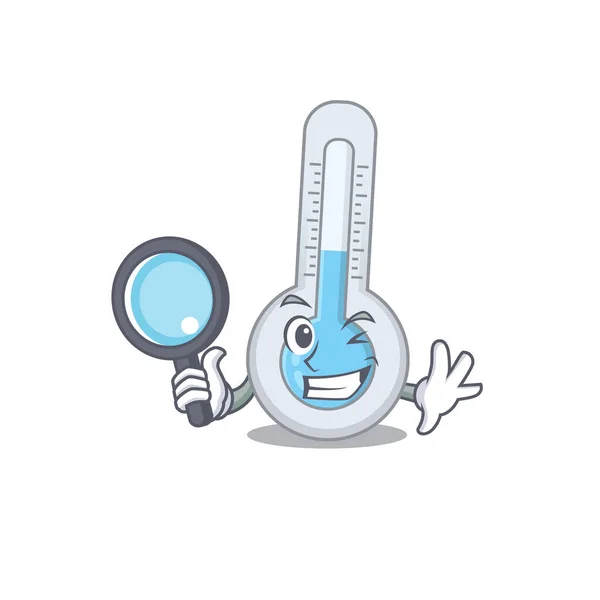 Smart Detective Cold Thermometer Mascot Design Style Tools Vector Illustration — Stock Vector