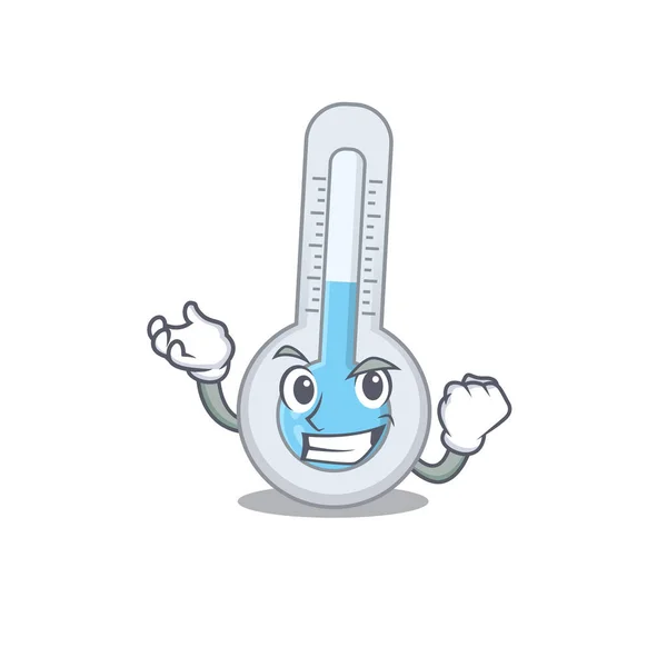 幸せな顔をした見事な冷たい温度計マスコットのデザインコンセプト ベクターイラスト — ストックベクタ