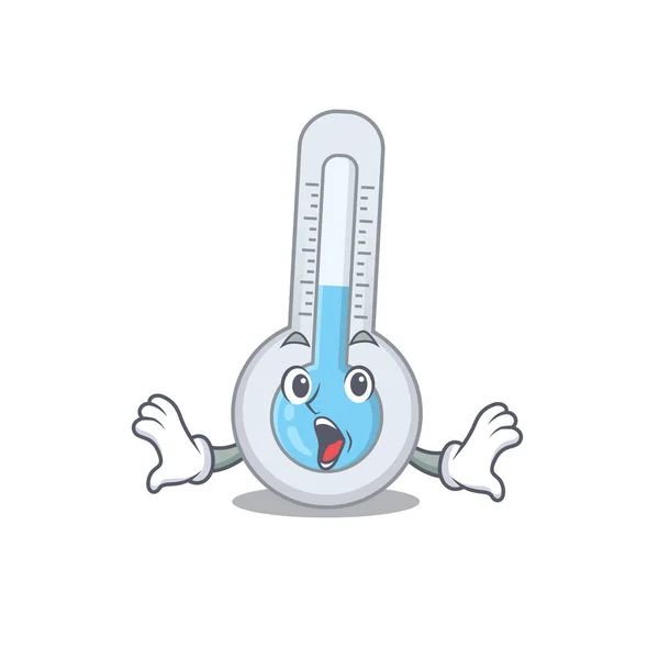 Cartoon Design Stijl Van Koude Thermometer Heeft Een Verrast Gebaar — Stockvector