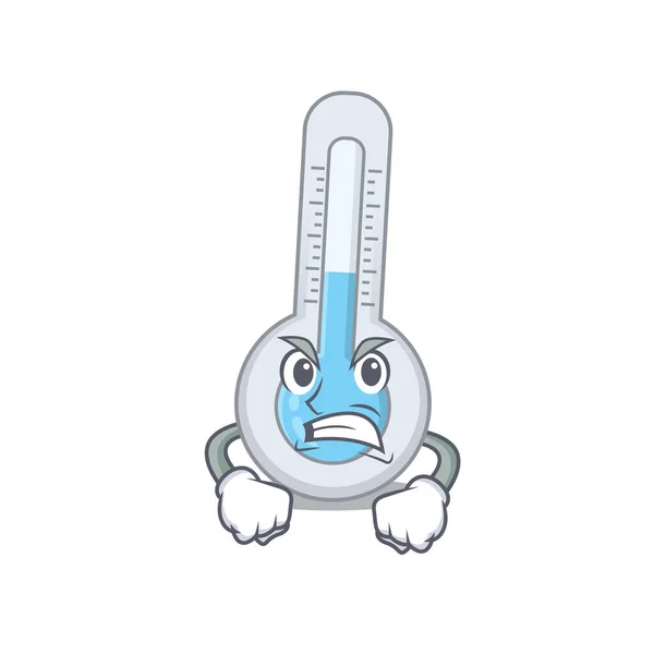 Mascot Design Concept Cold Thermometer Angry Face Vector Illustration — Stock Vector