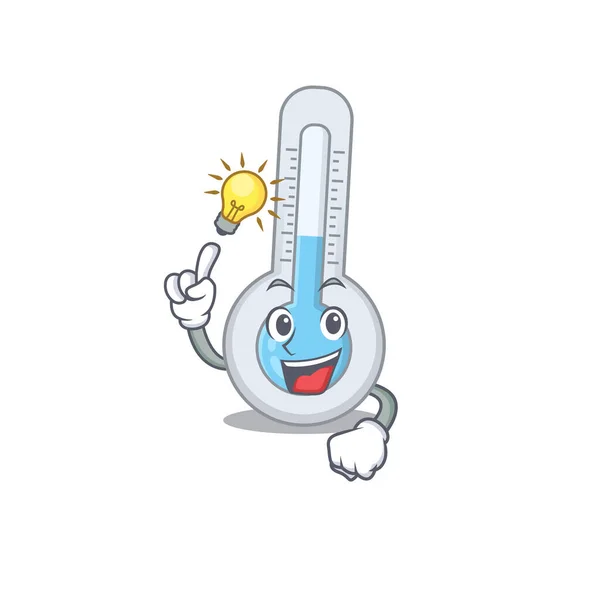 Mascot Character Design Cold Thermometer Has Idea Smart Gesture Vector — Stock Vector