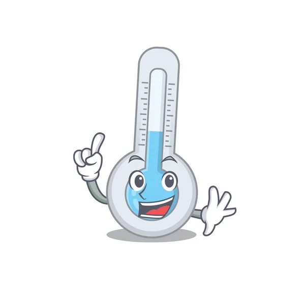 Koude Thermometer Mascotte Karakter Ontwerp Met Een Vinger Gebaar Vectorillustratie — Stockvector