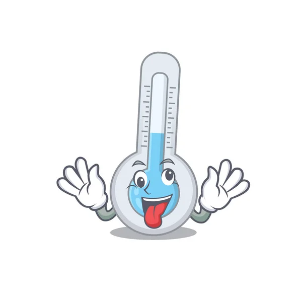 Ein Cartoon Design Von Kalten Thermometer Mit Einem Verrückten Gesicht — Stockvektor
