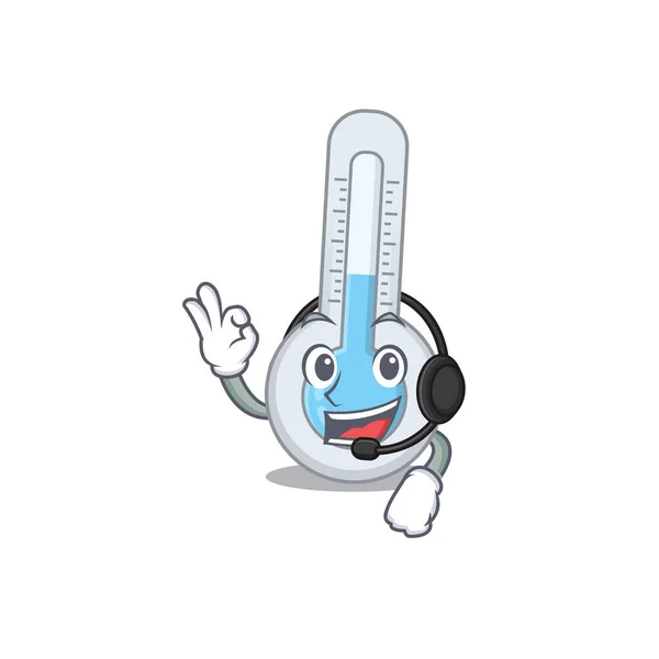 Розкішна Концепція Талісмана Холодного Термометра Носить Навушники Векторні Ілюстрації — стоковий вектор