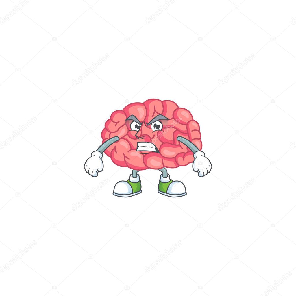 Mascot design style of brain with angry face. Vector illustration